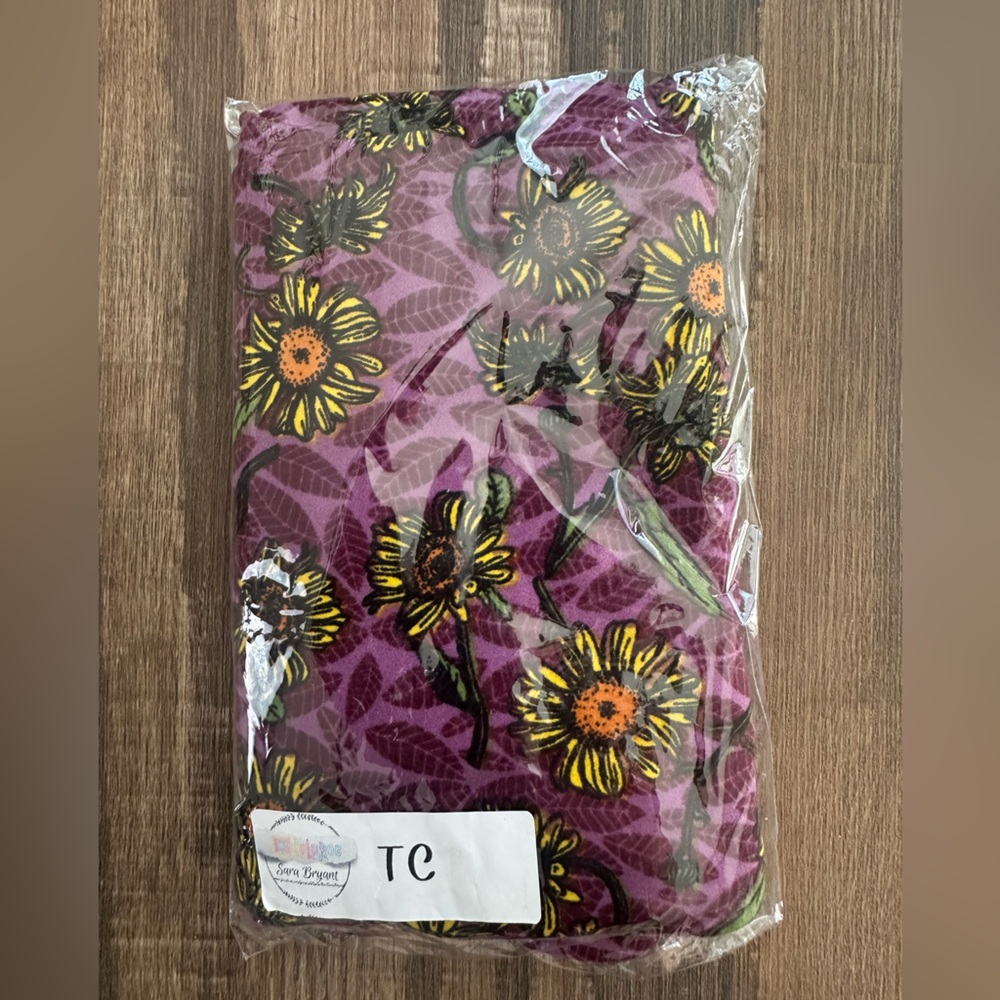 LuLaRoe one size TC leggings tall & curvy Floral Purple and Yellow Sunflowers